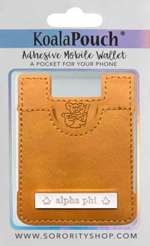 Alpha Phi Leather Style Koala Pouch (Saddle)