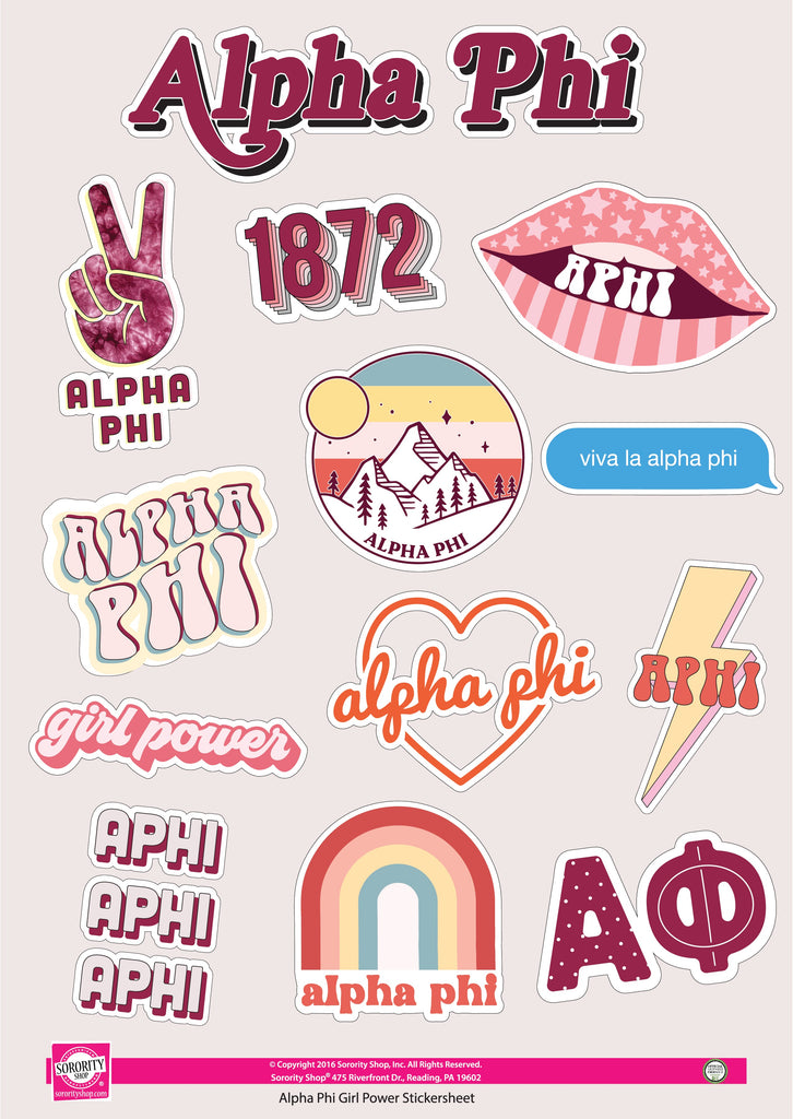 Alpha Phi Girl Power Sticker Sheet