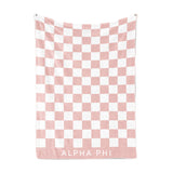 Alpha Phi Blanket - Thick Checkered alphaphi Sherpa Blanket