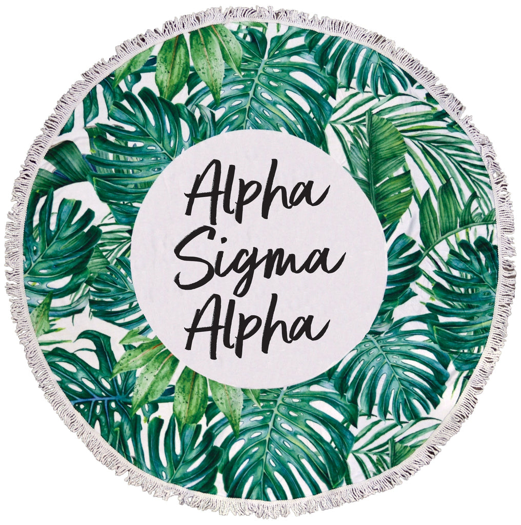 Alpha Sigma Alpha Palm Leaf Fringe Towel Blanket