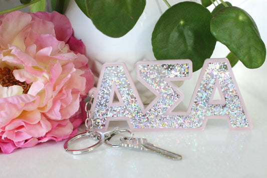 Alpha Sigma Alpha Glitter Sorority Keychain