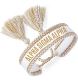 Alpha Sigma Alpha Woven Bracelet, White and Gold Design