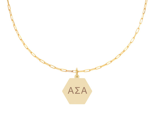 Alpha Sigma Alpha Paperclip Necklace with ASA Sorority Pendant