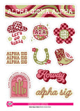 Alpha Sigma Alpha Sticker Sheet - Western Disco Design