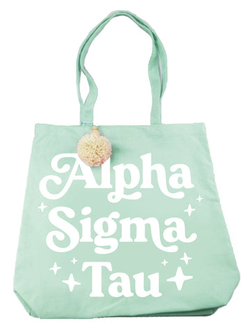 Alpha Sigma Tau Retro Pom Pom Tote Bag