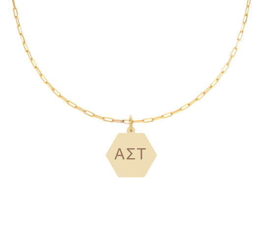 Alpha Sigma Tau Paperclip Necklace with AST Sorority Pendant