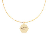 Alpha Sigma Tau Paperclip Necklace with AST Sorority Pendant