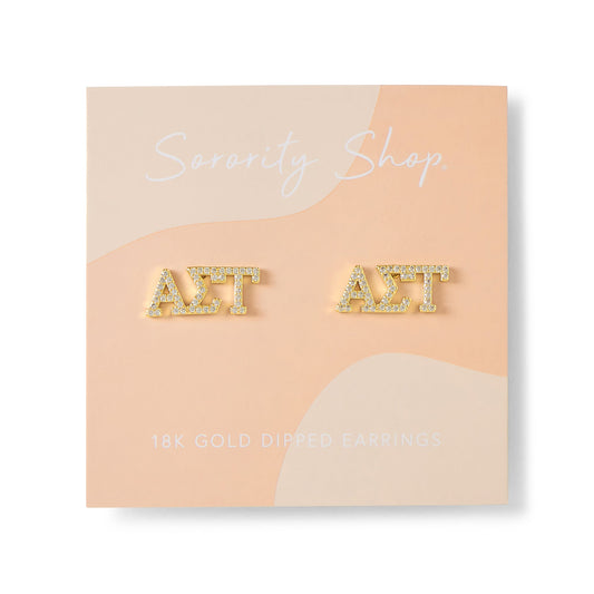 Alpha Sigma Tau 18k Gold Plated Stud Earrings