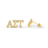 Alpha Sigma Tau 18k Gold Plated Stud Earrings