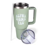 Alpha Sigma Tau Tumbler - 40oz Stainless Steel with Handle