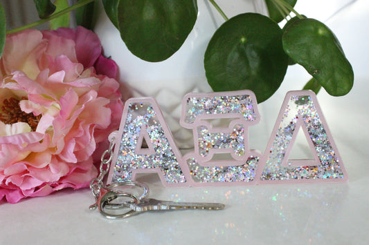 Alpha Xi Delta Glitter Sorority Keychain