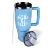 Alpha Xi Delta Tumbler - 40oz Stainless Steel with Handle