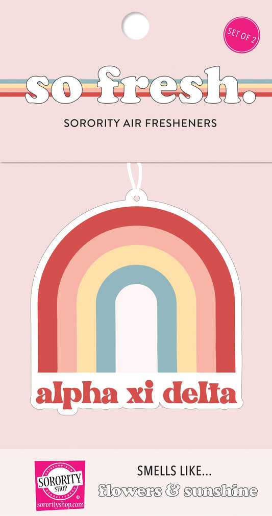 Alpha Xi Delta Rainbow Retro Air Freshener - Flowers & Sunshine Scent