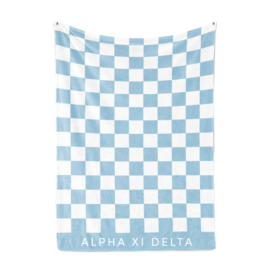 Alpha Xi Delta Blanket - Thick Checkered Sherpa Blanket