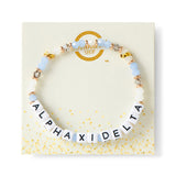 Alpha Xi Delta Bracelet With Glass Beads and 18K Gold Accent Beads