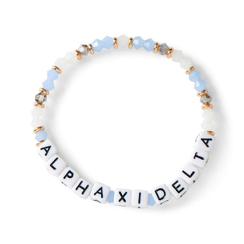 Alpha Xi Delta Bracelet With Glass Beads and 18K Gold Accent Beads