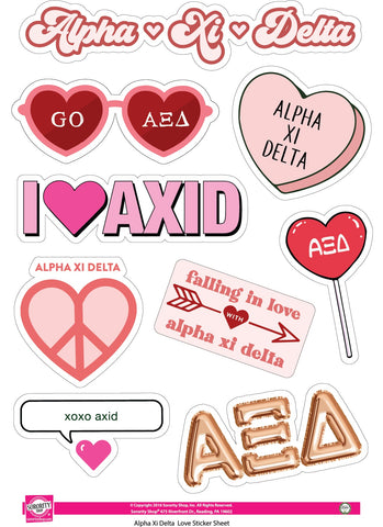 Alpha Xi Delta- Sticker Sheet- Love Theme