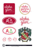 Alpha Gamma Delta Sorority Sticker Sheet- Brand Focus