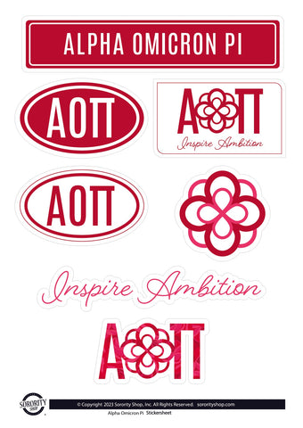 Alpha Omicron Pi Sorority Sticker Sheet- Brand Focus