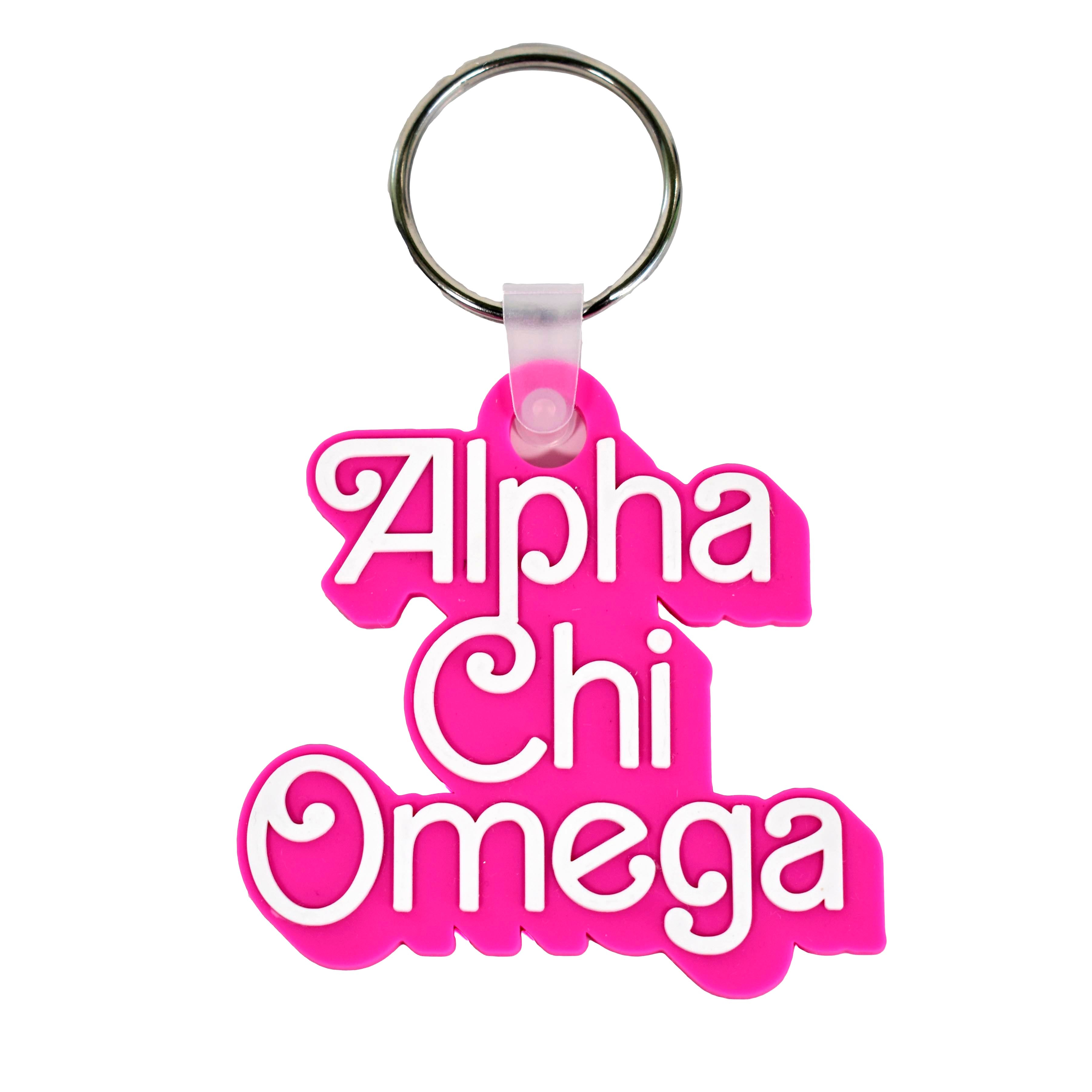 Alpha Keychain Loop Alpha Chi Omega Keychain- Retro Dolly Sorority Name Design – Campus ...