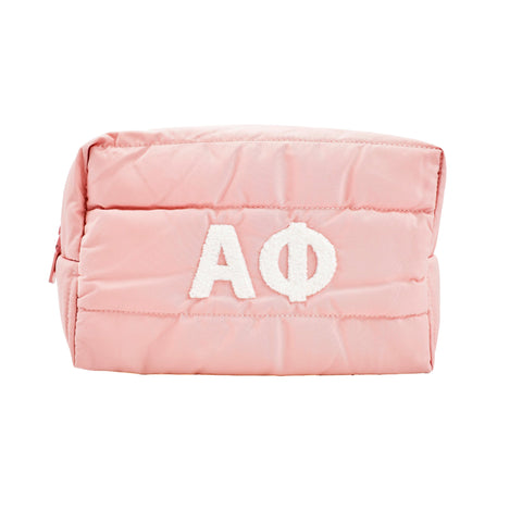 Alpha Phi Makeup Bag - Puffer Style with Sorority Letters