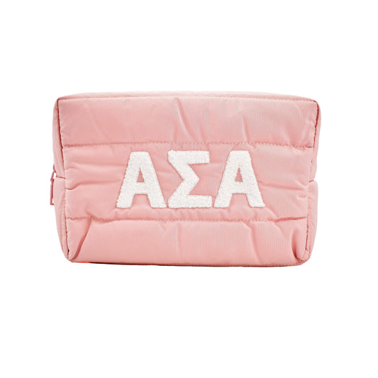 Alpha Sigma Alpha Makeup Bag - Puffer Style with Sorority Letters