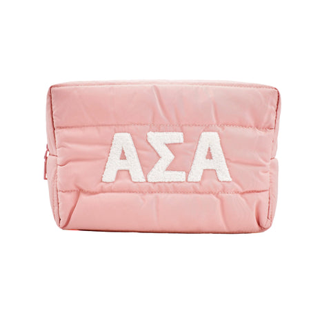 Alpha Sigma Alpha Makeup Bag - Puffer Style with Sorority Letters