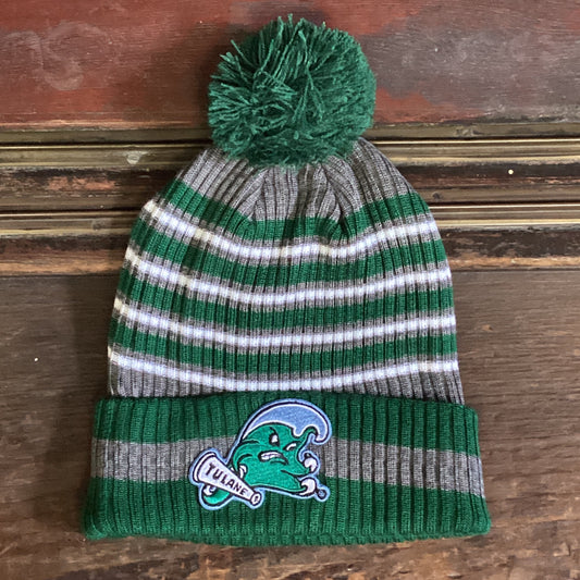 Tulane Angry Wave Pom Pom Spirit Beanie