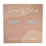 Alpha Xi Delta White Gold Plated Stud Earrings