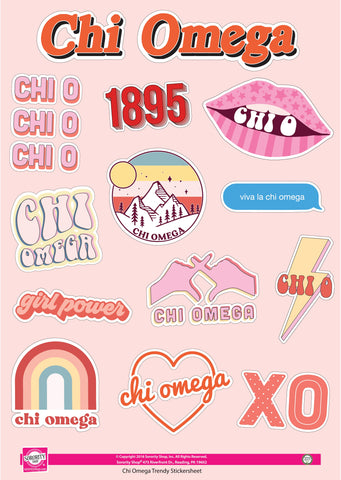 Chi Omega Girl Power Sticker Sheet