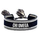 Chi Omega Woven Bracelet, Black and White Design