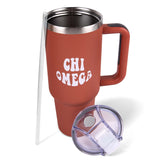 Chi Omega Tumbler - 40oz Stainless Steel with Handle