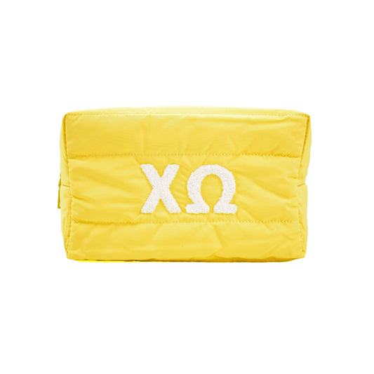 Chi Omega Makeup Bag - Puffer Style with Sorority Letters