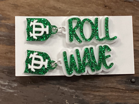 Roll Wave Shield Script Earrings