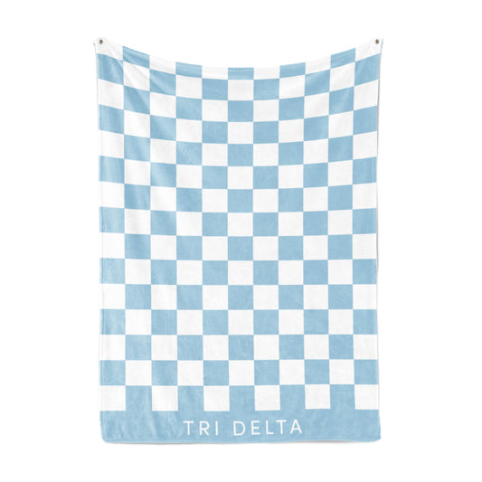 Tri Delta Blanket - Thick Checkered Sherpa Blanket