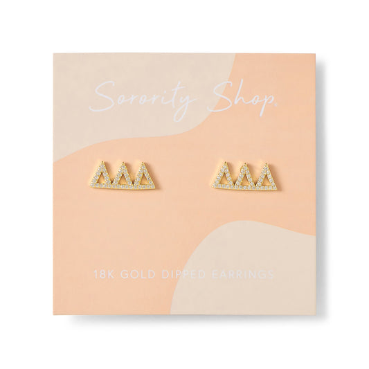 Delta Delta Delta 18k Gold Plated Stud Earrings