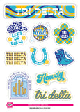 Tri Delta Sticker Sheet - Western Disco Design