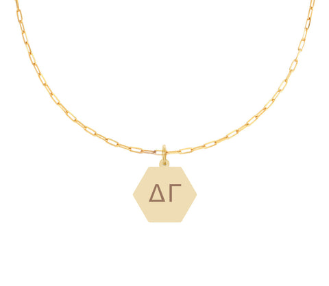 Delta Gamma Paperclip Necklace with DG Sorority Pendant