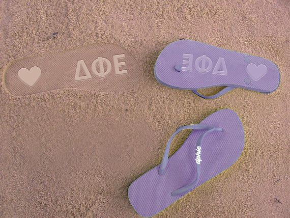 Delta Phi Epsilon Flip Flops, With Greek Letter Cutouts