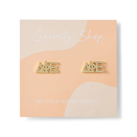 Delta Phi Epsilon 18k Gold Plated Stud Earrings