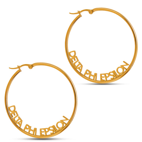 Delta Phi Epsilon Earrings - Hoop Design