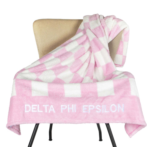 Delta Phi Epsilon Blanket - Thick Checkered Sherpa Blanket