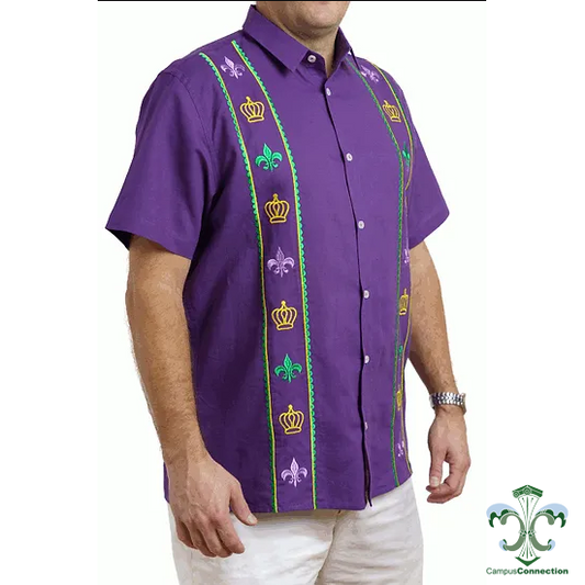 Mardi Gras Guayabera Mambo Shirt