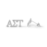 Alpha Sigma Tau White Gold Plated Stud Earrings