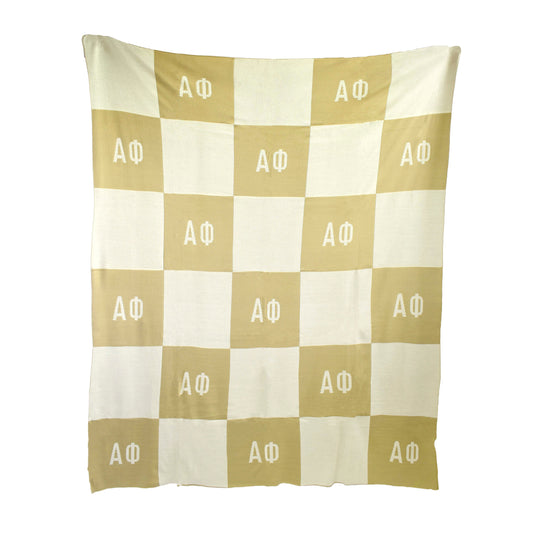 Alpha Phi Blanket - Acrylic Knit Checkered Blanket