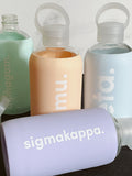 Alpha Sigma Alpha Glass Water Bottle with Silicone Sleeve