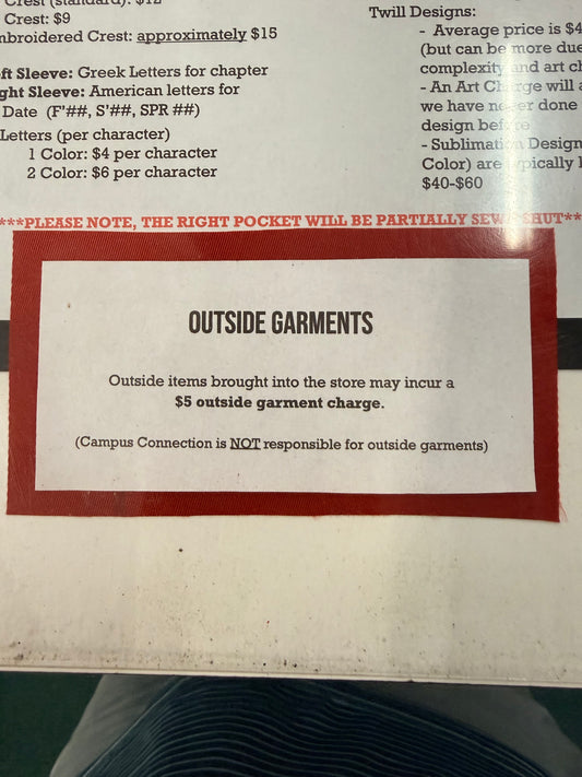 Outside Garment Charge