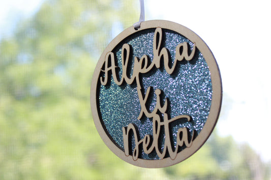 Alpha Xi Delta - Laser Carved Ornament - 3" Round