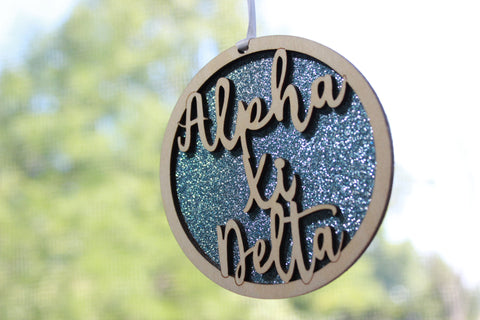 Alpha Xi Delta - Laser Carved Ornament - 3" Round