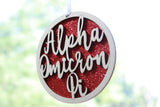 Alpha Omicron Pi - Laser Carved Ornament - 3" Round